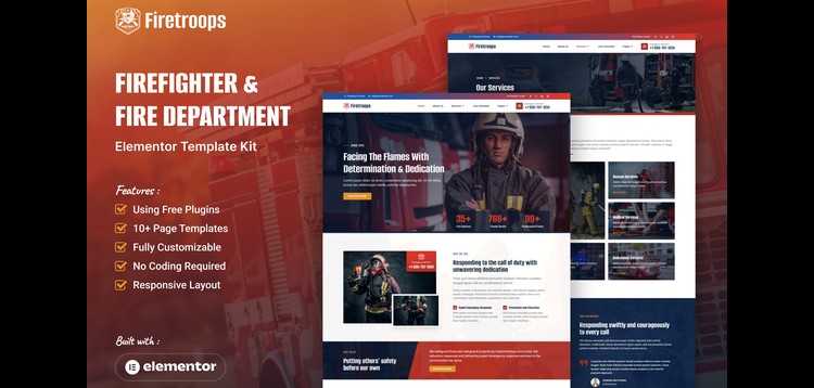 Item cover for download Firetroops - Firefighter & Fire Department Elementor Template Kit
