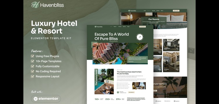Item cover for download Havenbliss - Luxury Hotel & Resort Elementor Template Kit
