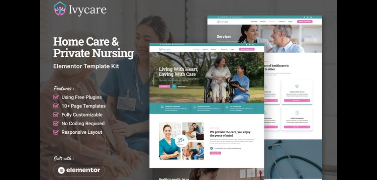 Item cover for download Ivycare - Home Care & Private Nursing Services Elementor Template Kit