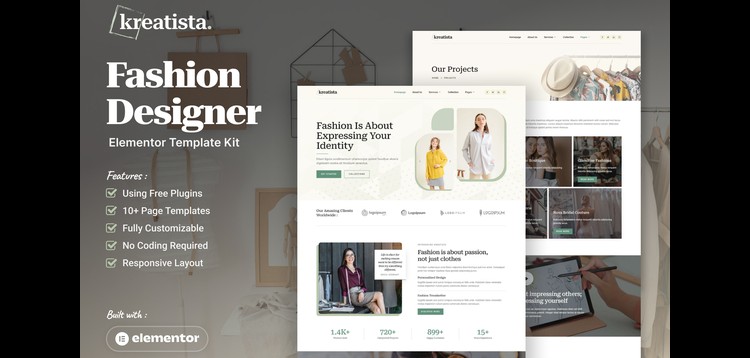Item cover for download Kreatista - Fashion Designer Elementor Template Kit