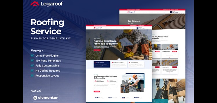 Item cover for download Legaroof - Roofing Service Elementor Template Kit