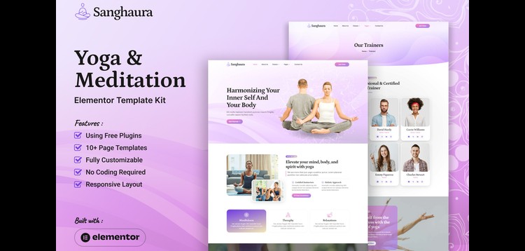 Item cover for download Sanghaura - Yoga & Meditation Elementor Template Kit