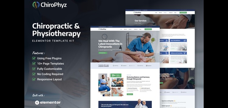 Item cover for download ChiroPhyz - Chiropractic & Physiotherapy Elementor Template Kit