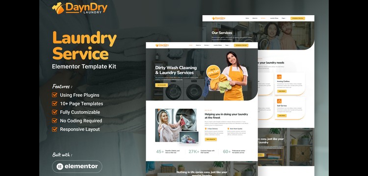 Item cover for download DaynDry - Laundry Service Elementor Template Kit