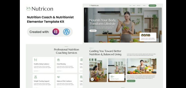 Item cover for download Nutricon - Nutrition Coach & Nutritionist Elementor Template Kit