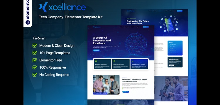 Item cover for download Xcelliance - Tech Company Elementor Template Kit