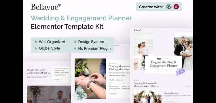 Item cover for download Bellavue - Wedding & Engagement Planner Elementor Template Kit