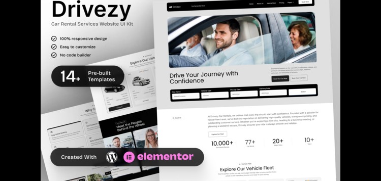 Item cover for download Drivezy - Car Rental Services Elementor Template Kit