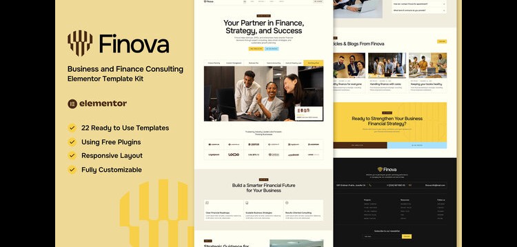 Item cover for download Finova - Business and Finance Consulting Elementor Template Kit