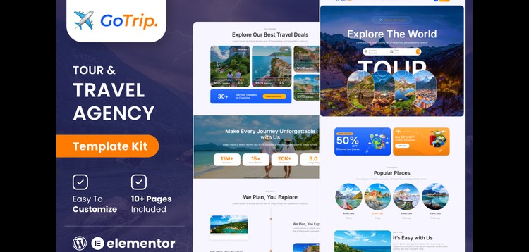 Item cover for download GoTrip - Tour & Travel Agency Elementor Template Kit