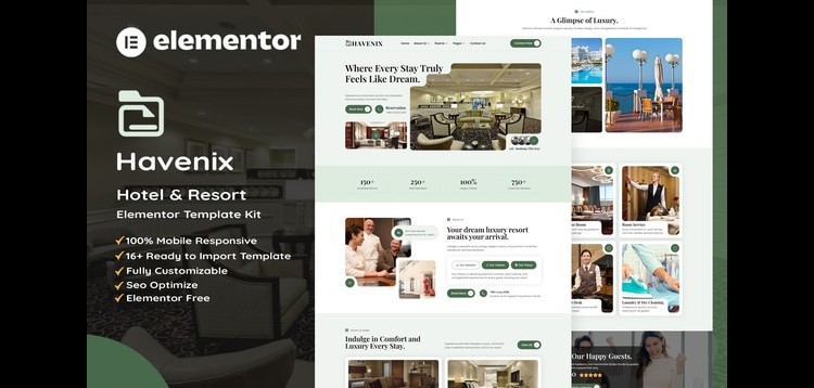 Item cover for download Havenix - Hotel & Resort Elementor Template Kit
