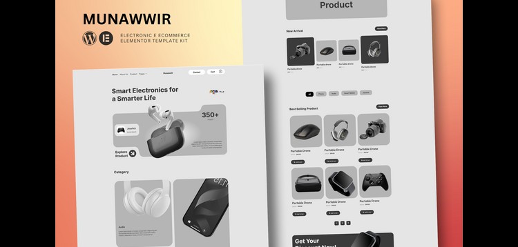 Item cover for download Munawwir - E-Commerce Electronics Store Elementor Template Kit