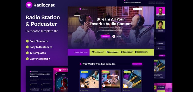 Item cover for download Radiocast – Radio Station & Podcaster Elementor Template Kit