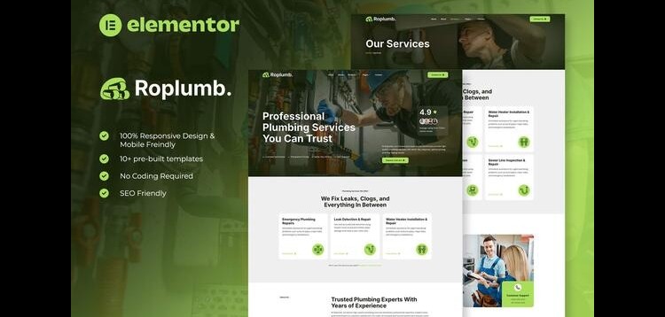 Item cover for download Roplumb - Plumbing Service Elementor Template Kit