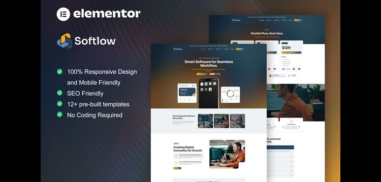 Item cover for download Softlow - Technology & Software Company Elementor Template Kit