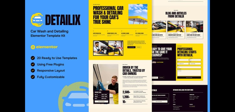 Item cover for download Detailix - Car Wash and Detailing Service Elementor Template Kit
