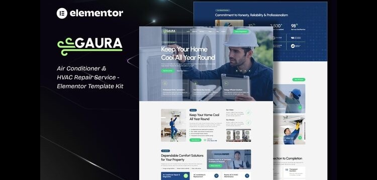 Item cover for download Gaura - Air Conditioner & HVAC Repair Service Elementor Template Kit