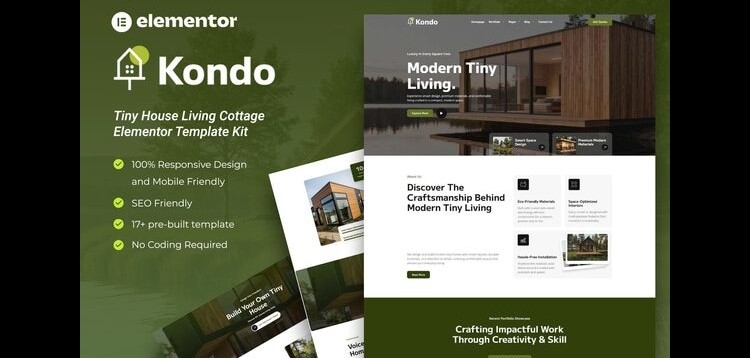 Item cover for download Kondo - Tiny House Living Cottage Elementor Template Kit