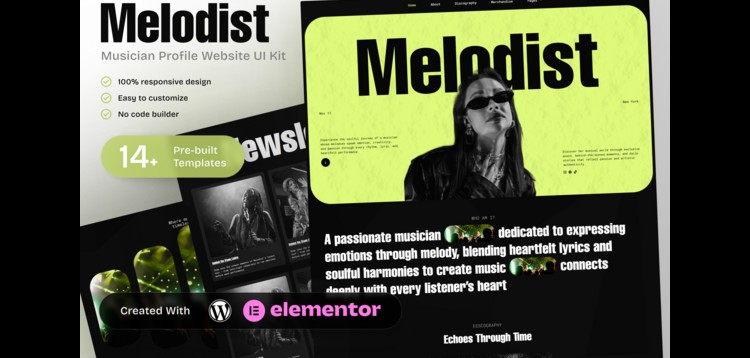 Item cover for download Melodist - Musician Profile Elementor Template Kit