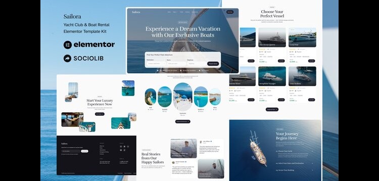 Item cover for download Sailora - Yacht Club & Boat Rental Elementor Template Kit