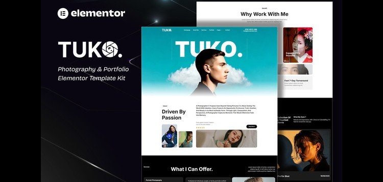 Item cover for download Tuko - Photography & Portfolio Elementor Template Kit