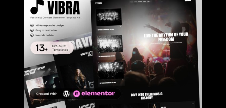 Item cover for download Vibra - Music Festival & Concert Elementor Template Kit