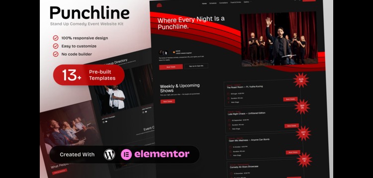 Item cover for download Punchline - Stand Up Comedy & Event Elementor Template Kit