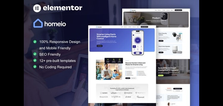 Item cover for download Homeio - Smart Home & Technology Services Elementor Pro Template Kit