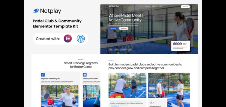Item cover for download Netplay - Padel Club & Community Elementor Template Kit