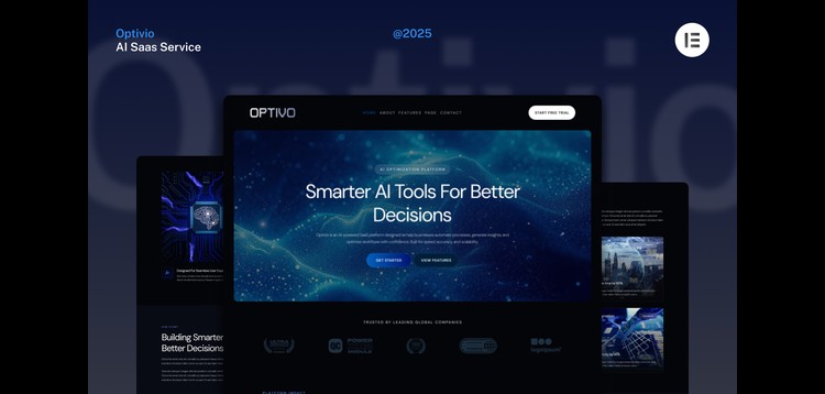 Item cover for download Optivio - Dark AI Saas Website Elementor Template Kit