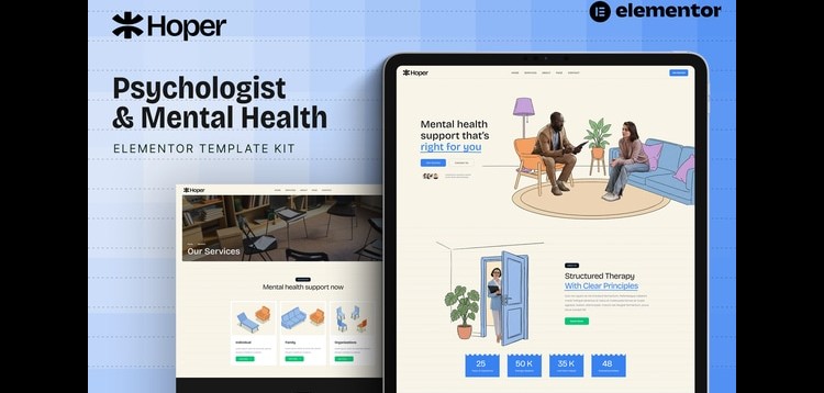 Item cover for download Hoper - Psychologist & Mental Health Elementor Template Kit