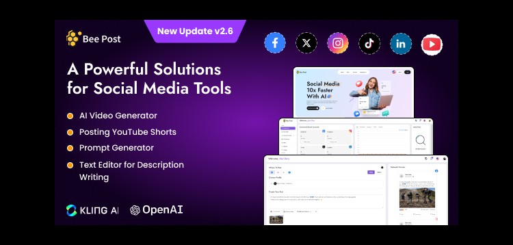 Item cover for download BeePost - AI Social Media Management & Content Creation SaaS with Subscription System