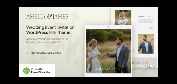 Item cover for download Amelia & James – Wedding Invitation Gutenverse FSE WordPress Theme