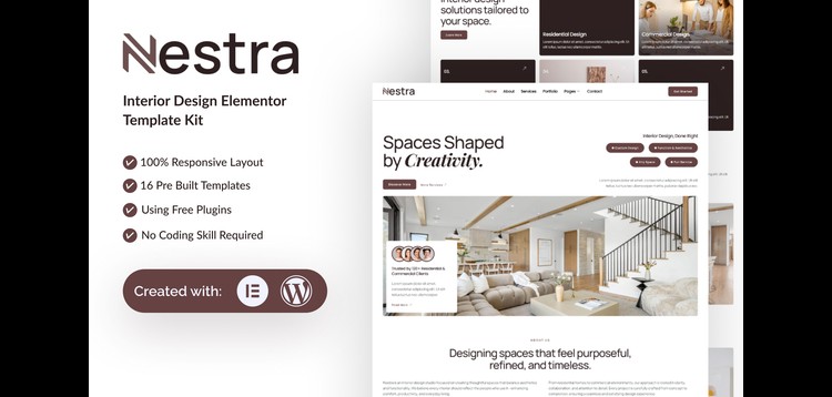 Item cover for download Nestra - Interior Design Elementor Template Kit