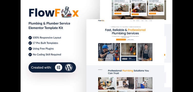 Item cover for download FlowFix - Plumbing & Plumber Service Elementor Template Kit