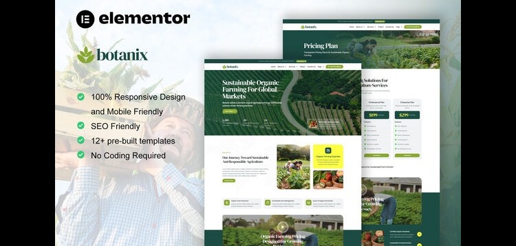 Item cover for download Botanix - Agriculture & Organic Farming Elementor Pro Template Kit