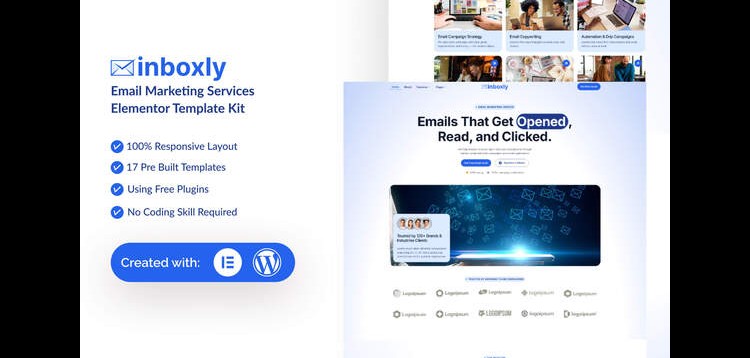 Item cover for download Inboxly - Email Marketing Services Elementor Template Kit