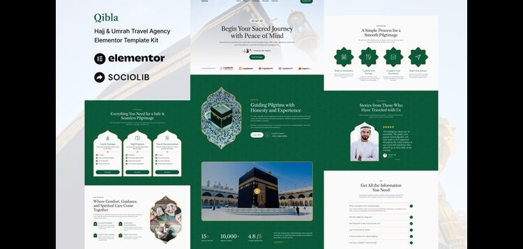 Item cover for download Qibla - Hajj & Umrah Travel Agency Elementor Template Kit