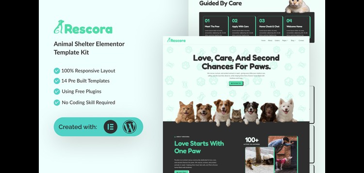 Item cover for download Rescora - Animal Shelter Elementor Template Kit