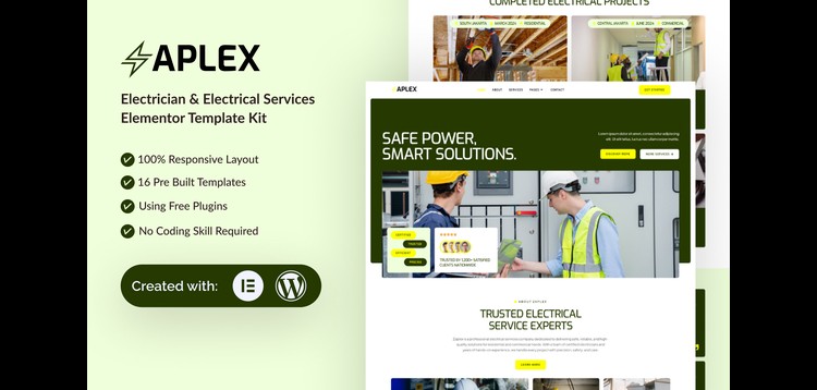Item cover for download Zaplex - Electrician & Electrical Services Elementor Template Kit