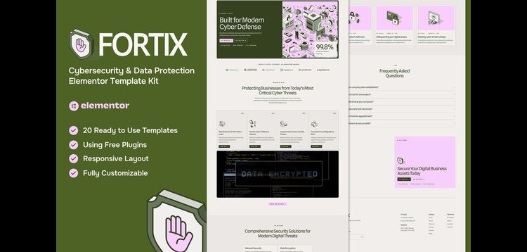 Item cover for download Fortix - Cybersecurity & Data Protection Elementor Template Kit