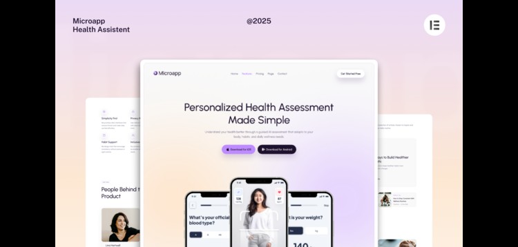 Item cover for download MicroApp - SaaS Mobile App Website Elementor Template Kits