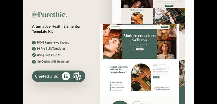 Item cover for download Purethic - Alternative Health Elementor Template Kit