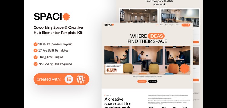 Item cover for download Spacio - Coworking Space & Creative Hub Elementor Template Kit