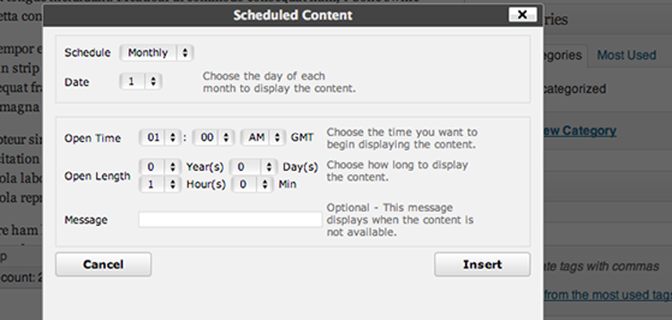 Item cover for download WPMU DEV Schedule Selected Content