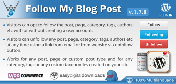 Item cover for download Follow My Blog Post - WordPress Plugin