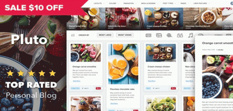 Item cover for download Pluto Clean Personal WordPress Masonry Blog Theme