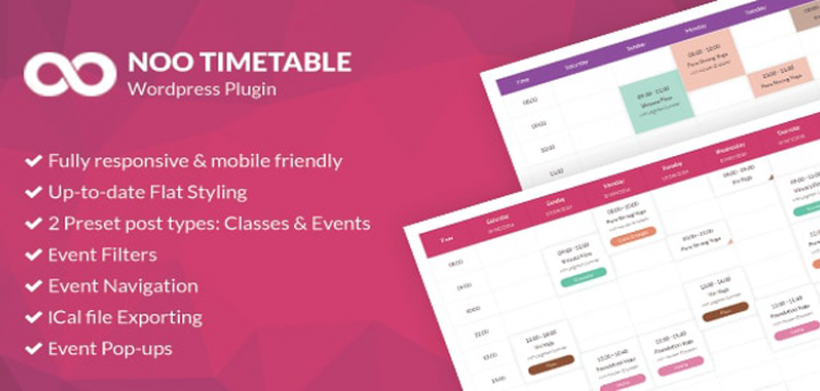Item cover for download Noo Timetable - Responsive Calendar & Auto Sync WordPress Plugin