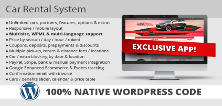 Item cover for download Car Rental System (Native WordPress Plugin)