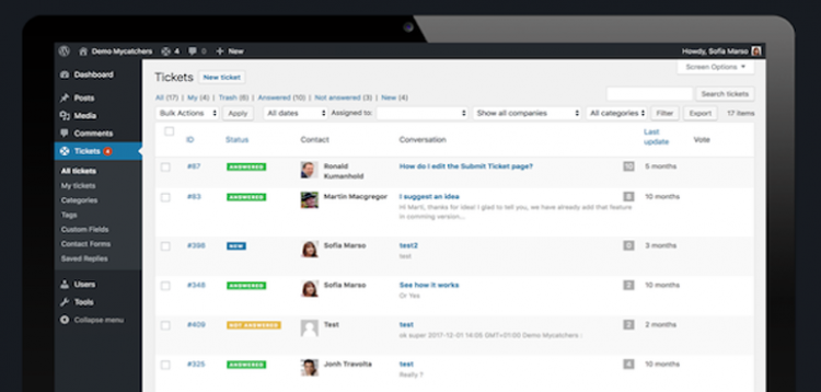 Item cover for download Catchers Helpdesk and Ticket System - WordPress plugin for customer support